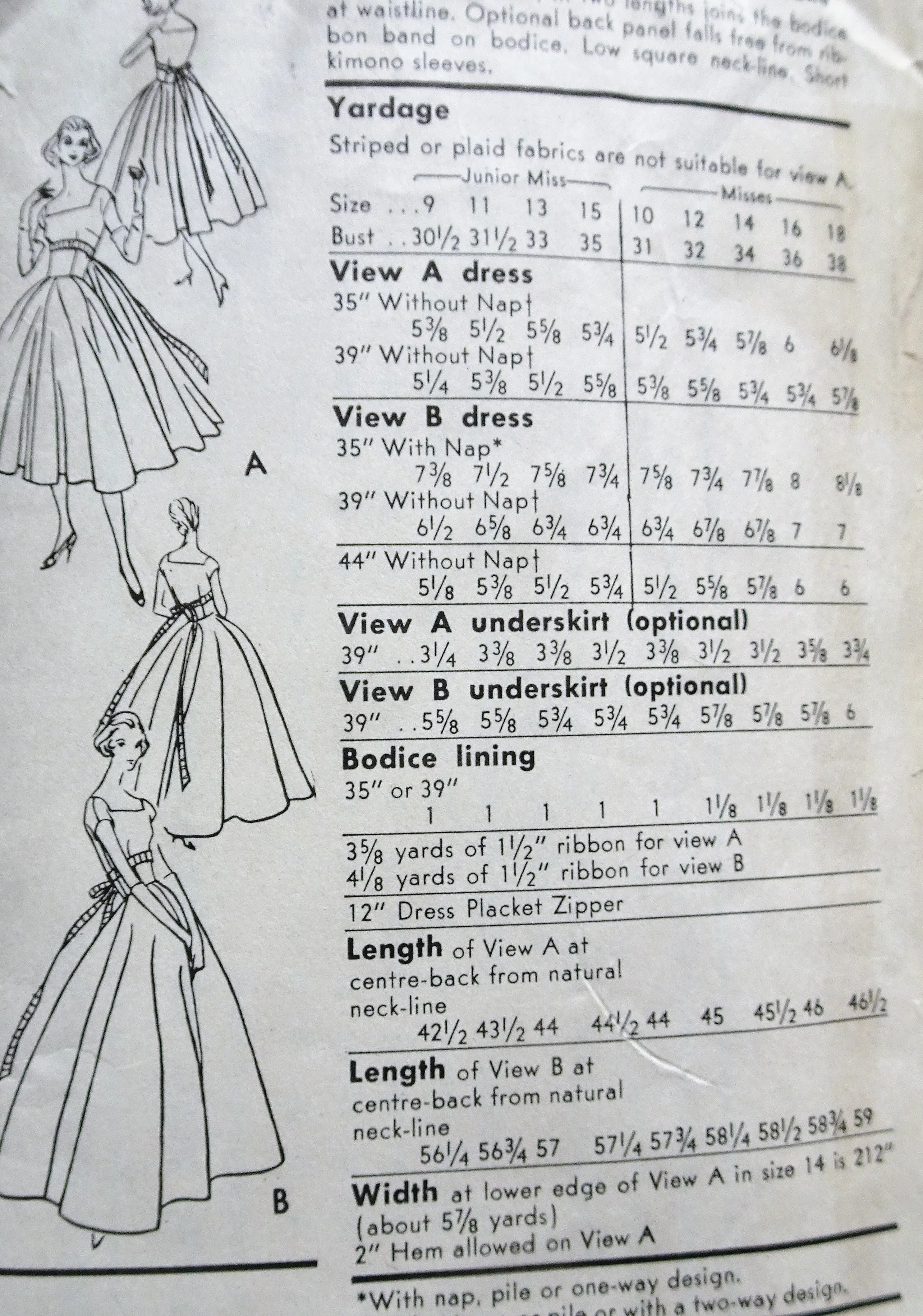 1950s LOVELY Cocktail Dress Evening Gown Pattern VOGUE 8991 Dreamy Full Dancing Skirt Optional Back Panel Easy To Make Vintage Sewing Pattern