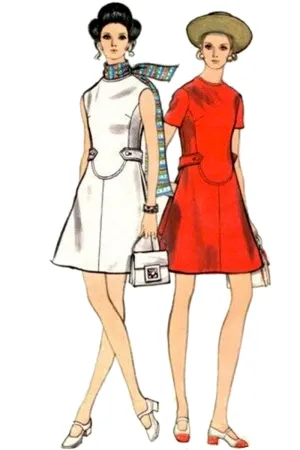 1960s Uncut Vogue 7807 Vintage Mod Dress Sewing Pattern