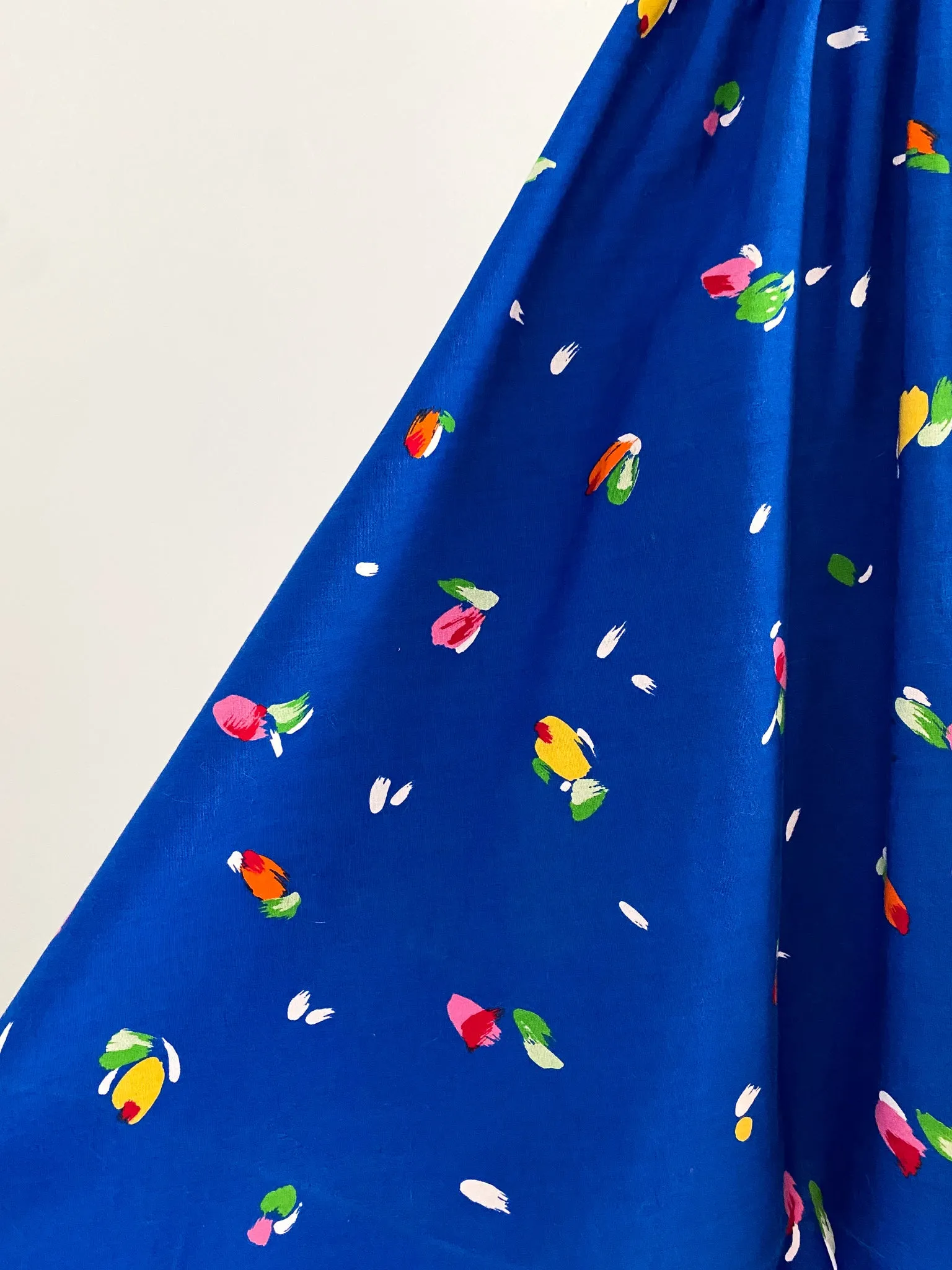 1980's Blue Sabino Floral Print Dress  / W 30"