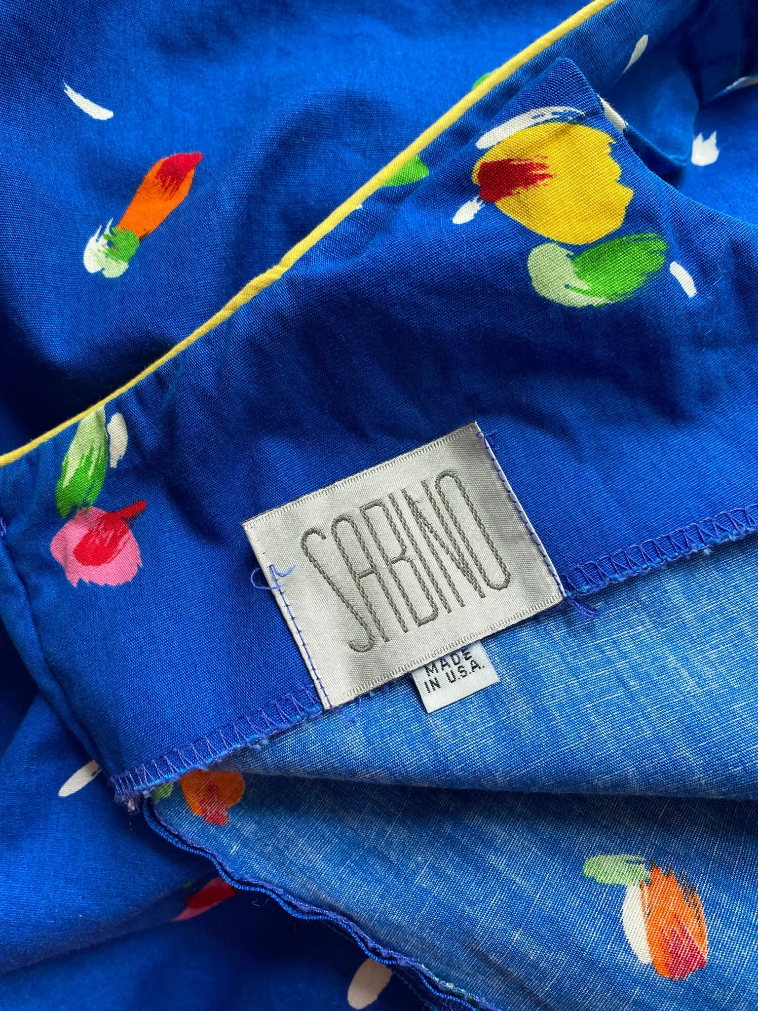 1980's Blue Sabino Floral Print Dress  / W 30"