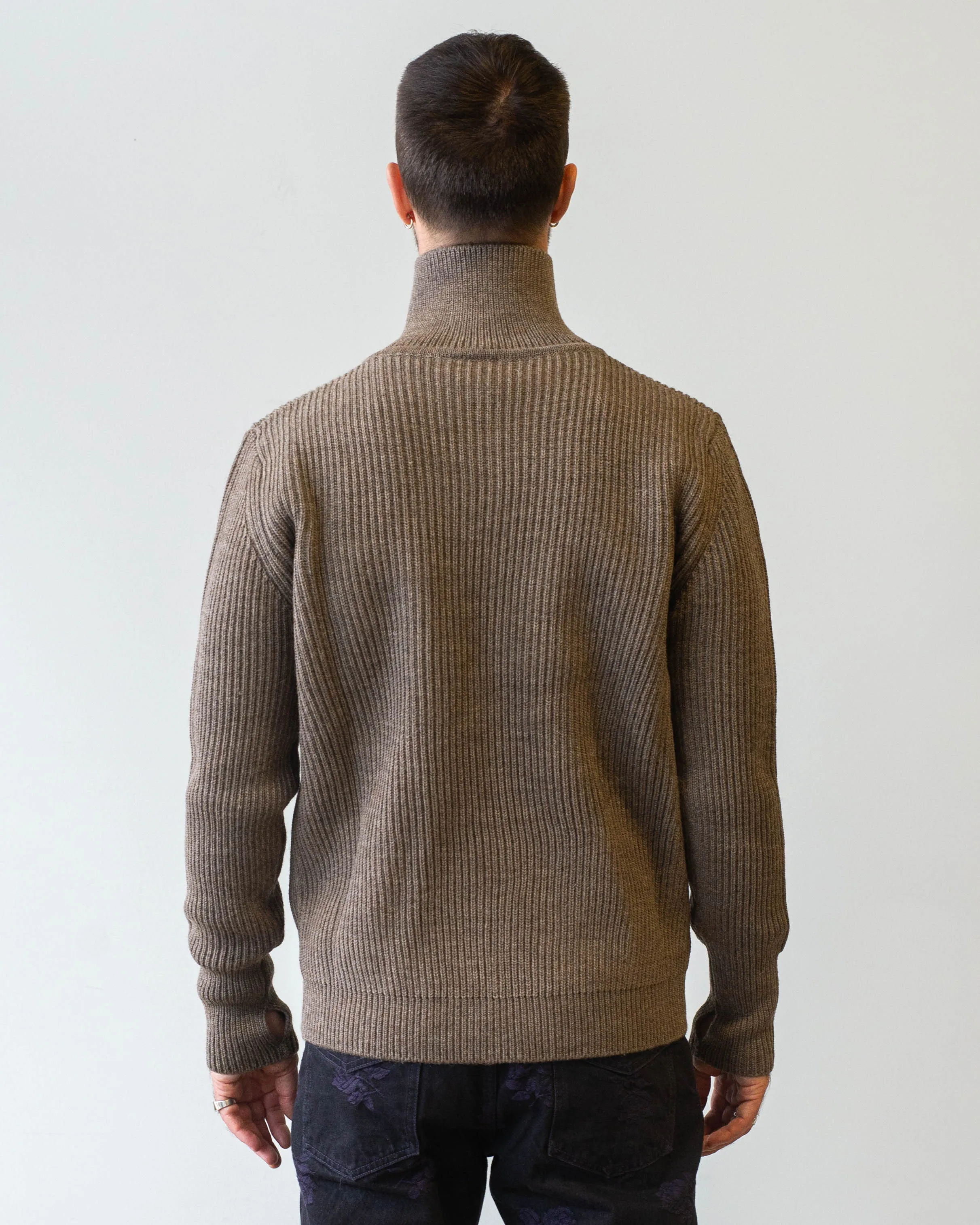 Andersen-Andersen Navy Full-Zip Natural Taupe