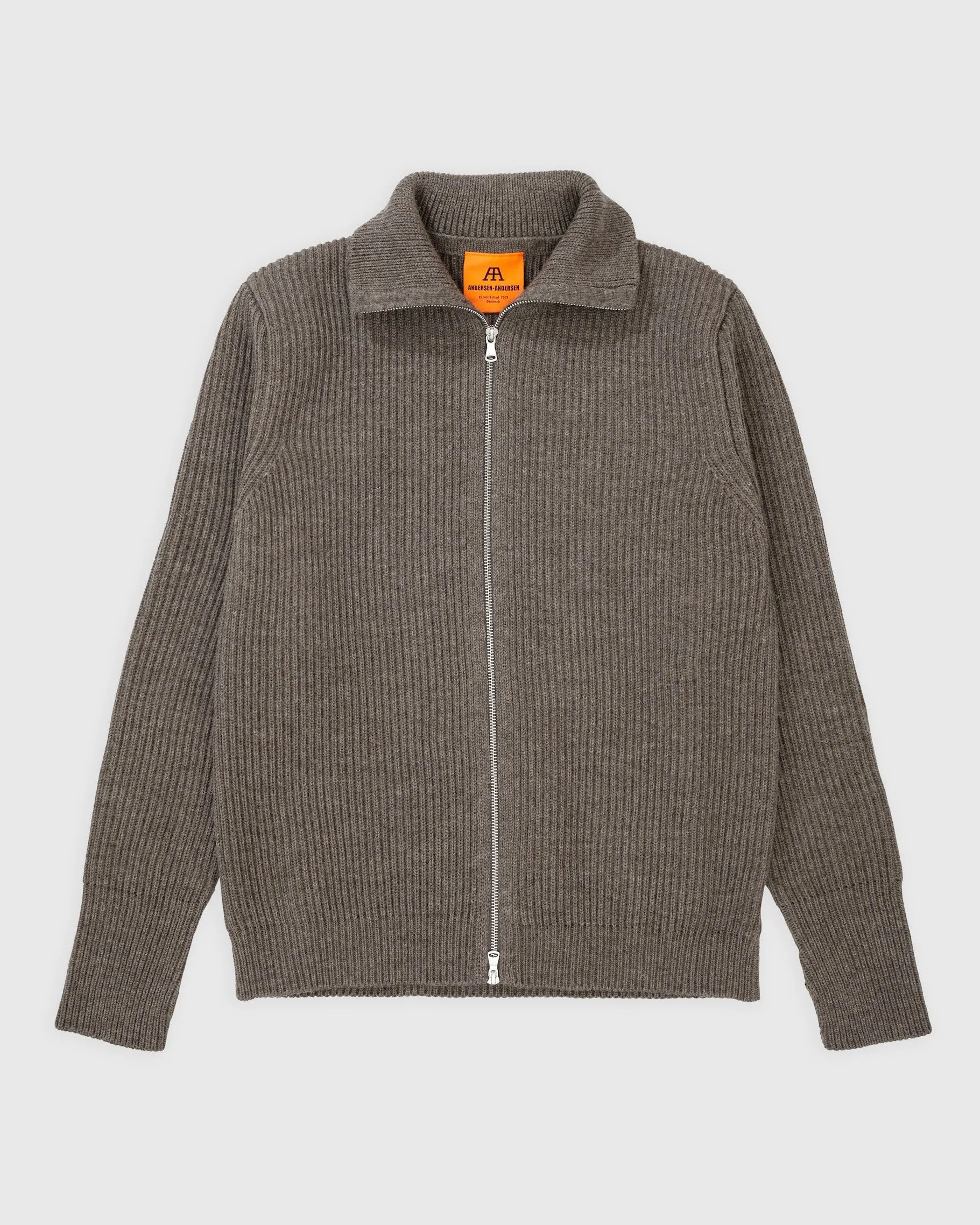 Andersen-Andersen Navy Full-Zip Natural Taupe