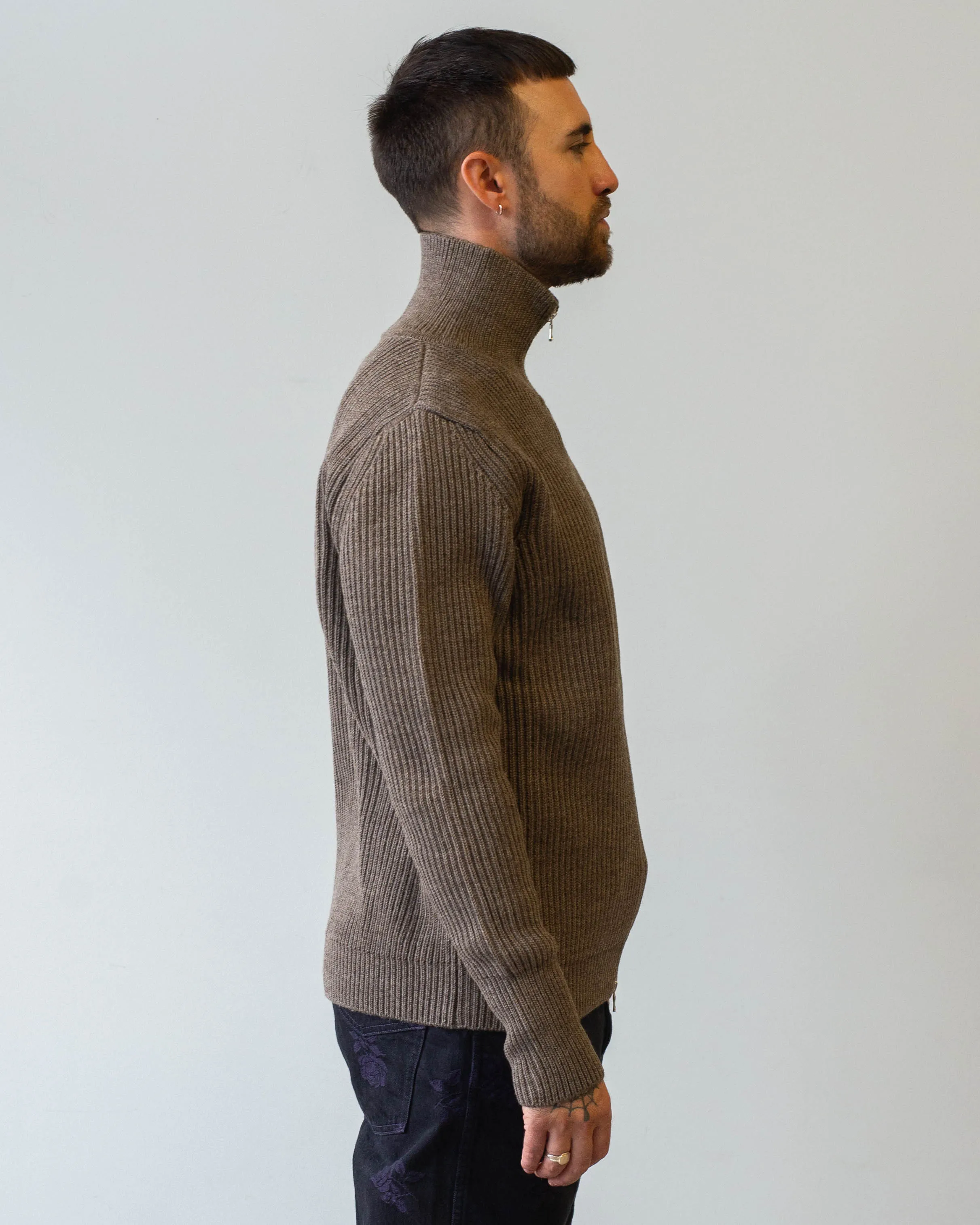 Andersen-Andersen Navy Full-Zip Natural Taupe