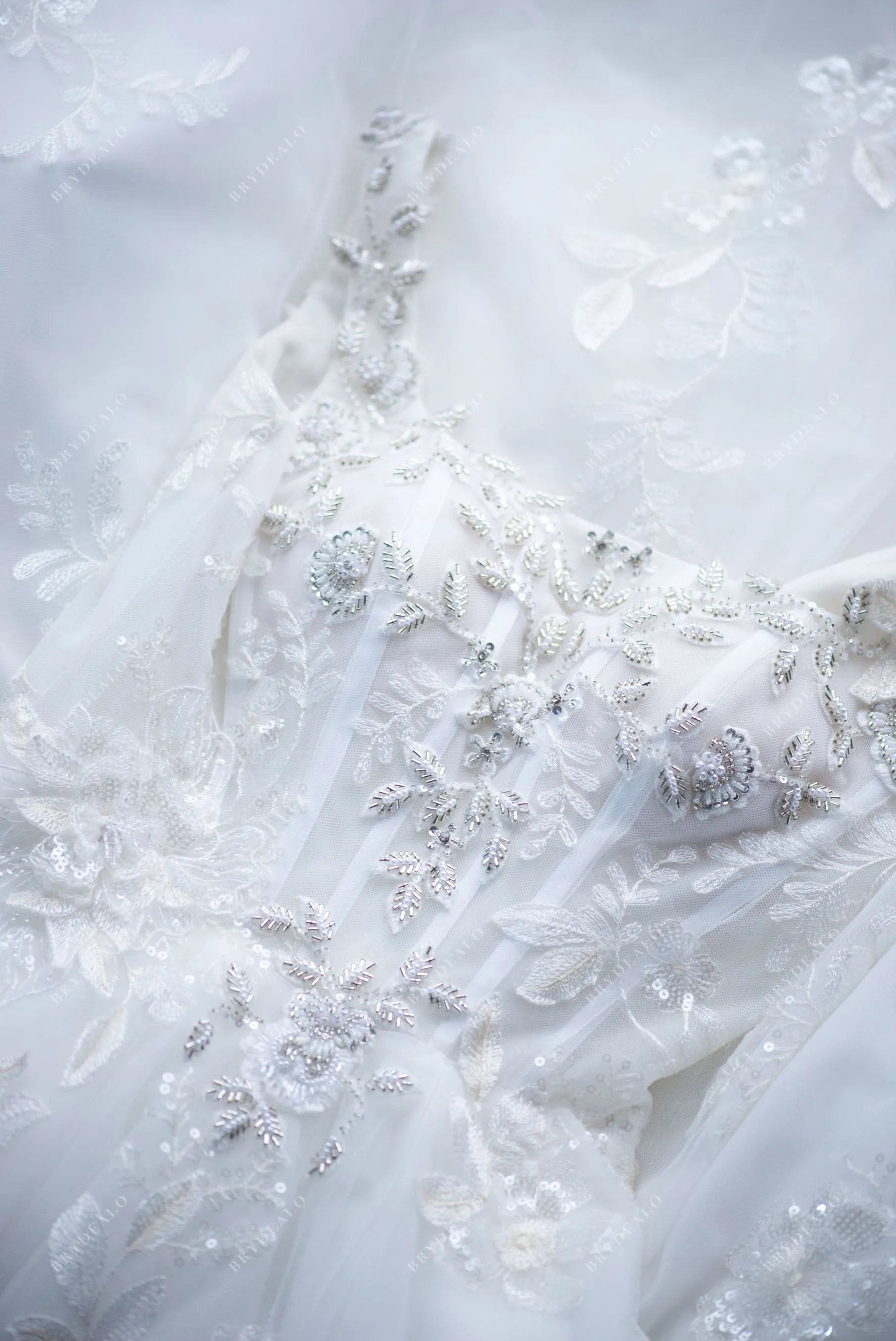 Beaded Straps Lace Illusion Corset Princess Tulle Wedding Ball Gown