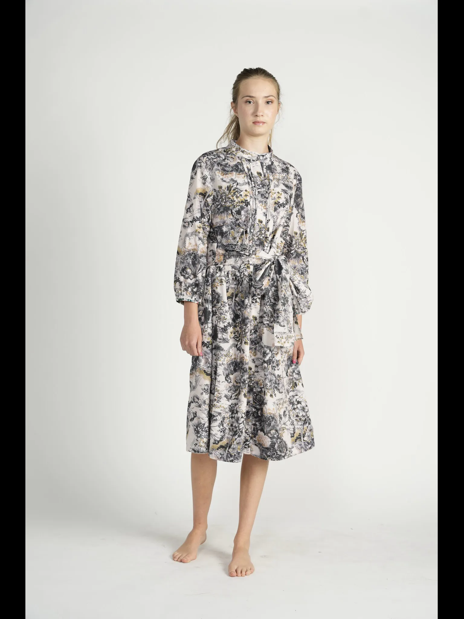 Beige Multi Flower Print Dress