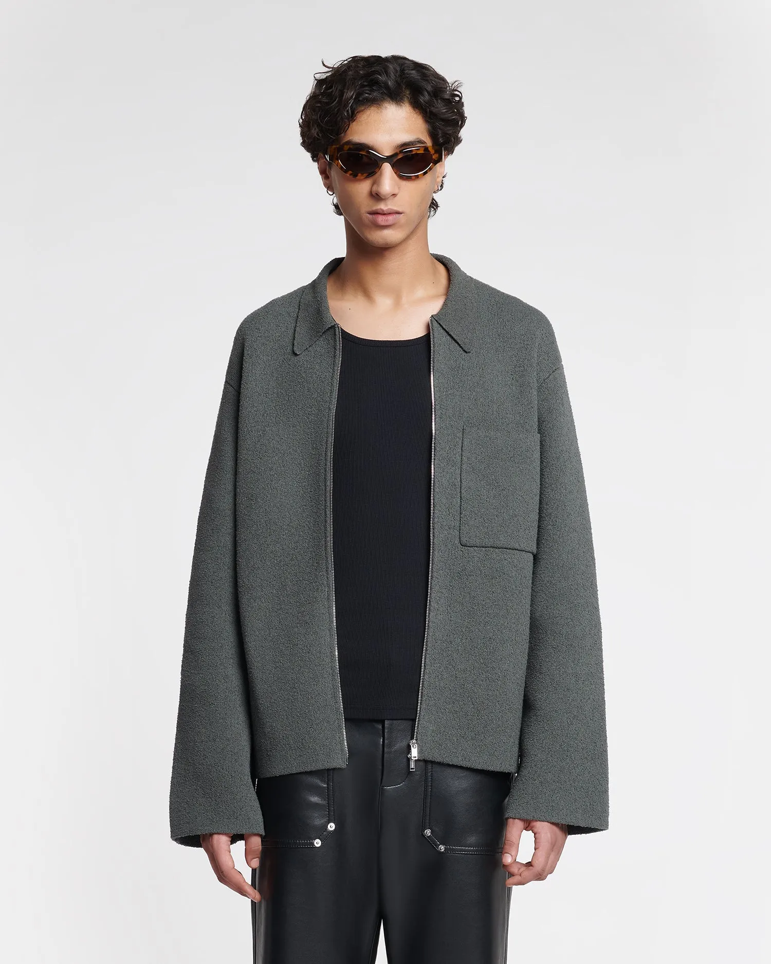 Belmer - Terry-Knit Cardigan - Graphite