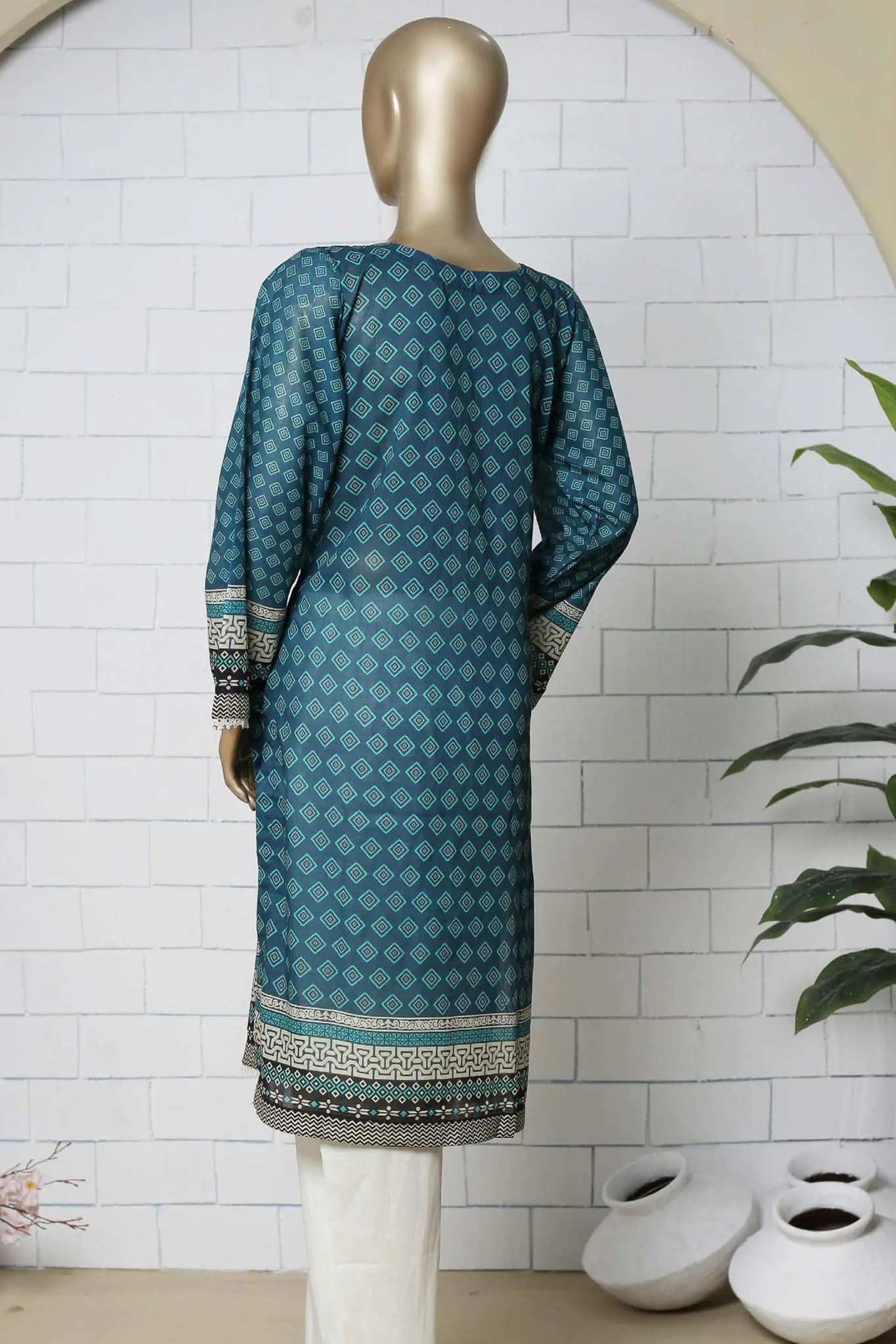 Bin Saeed Stitched Eid Embroidered Shirts Collection'2023-SMLSF-25-Blue