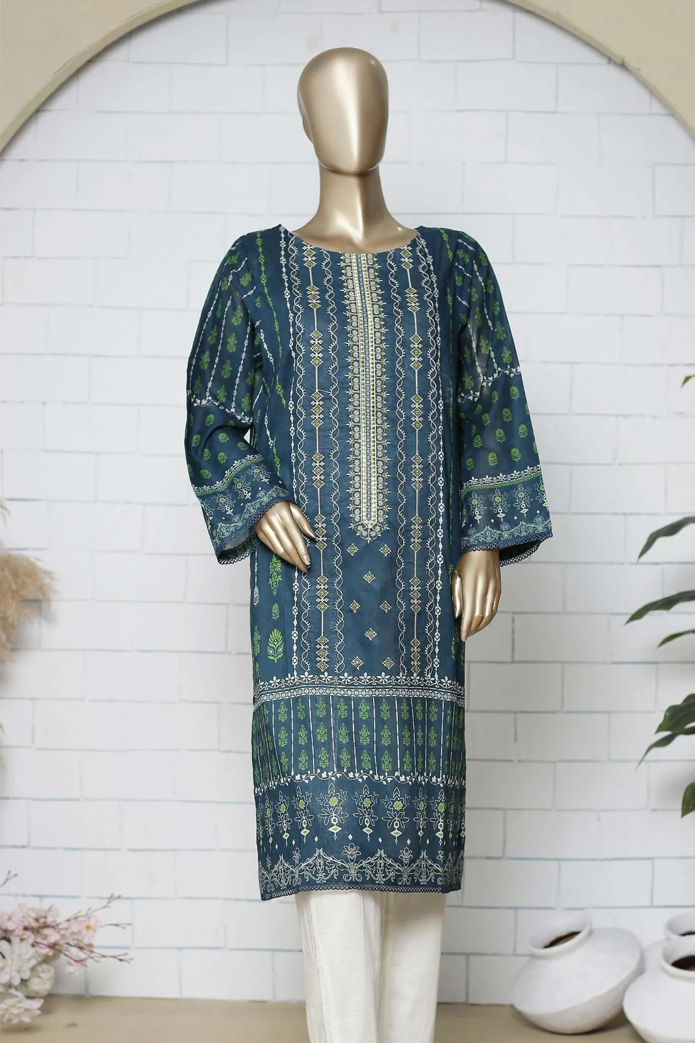 Bin Saeed Stitched Eid Embroidered Shirts Collection'2023-SMLSF-26-Blue