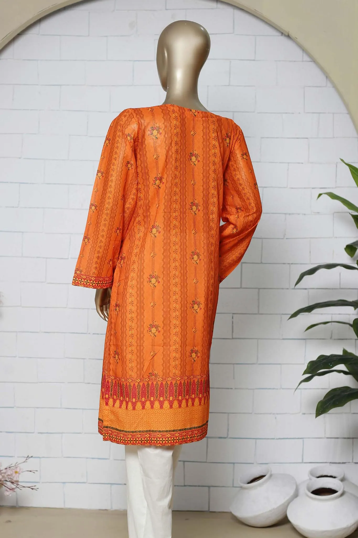 Bin Saeed Stitched Eid Embroidered Shirts Collection'2023-SMLSF-37-Orange