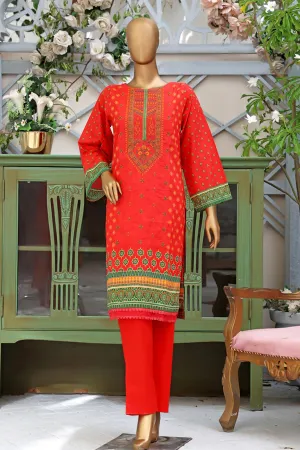 Bin Saeed Stitched Embroidered Lawn Shirts Collection'2022-L-036-Red