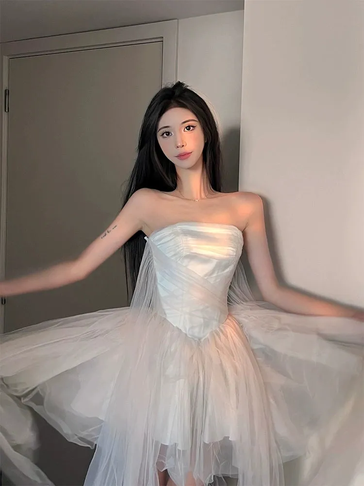 Birthday party dress princess strapless dress       S5836