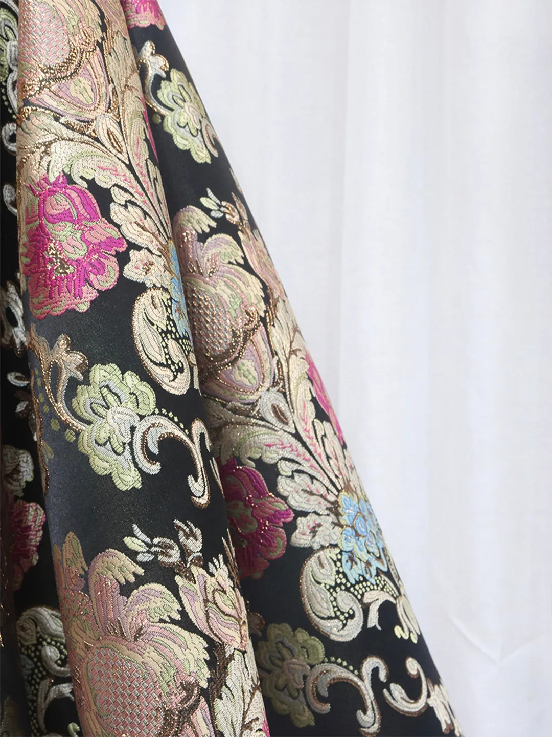 Black Floral Floor Length Prom Dress A-Line Black Evening Dress