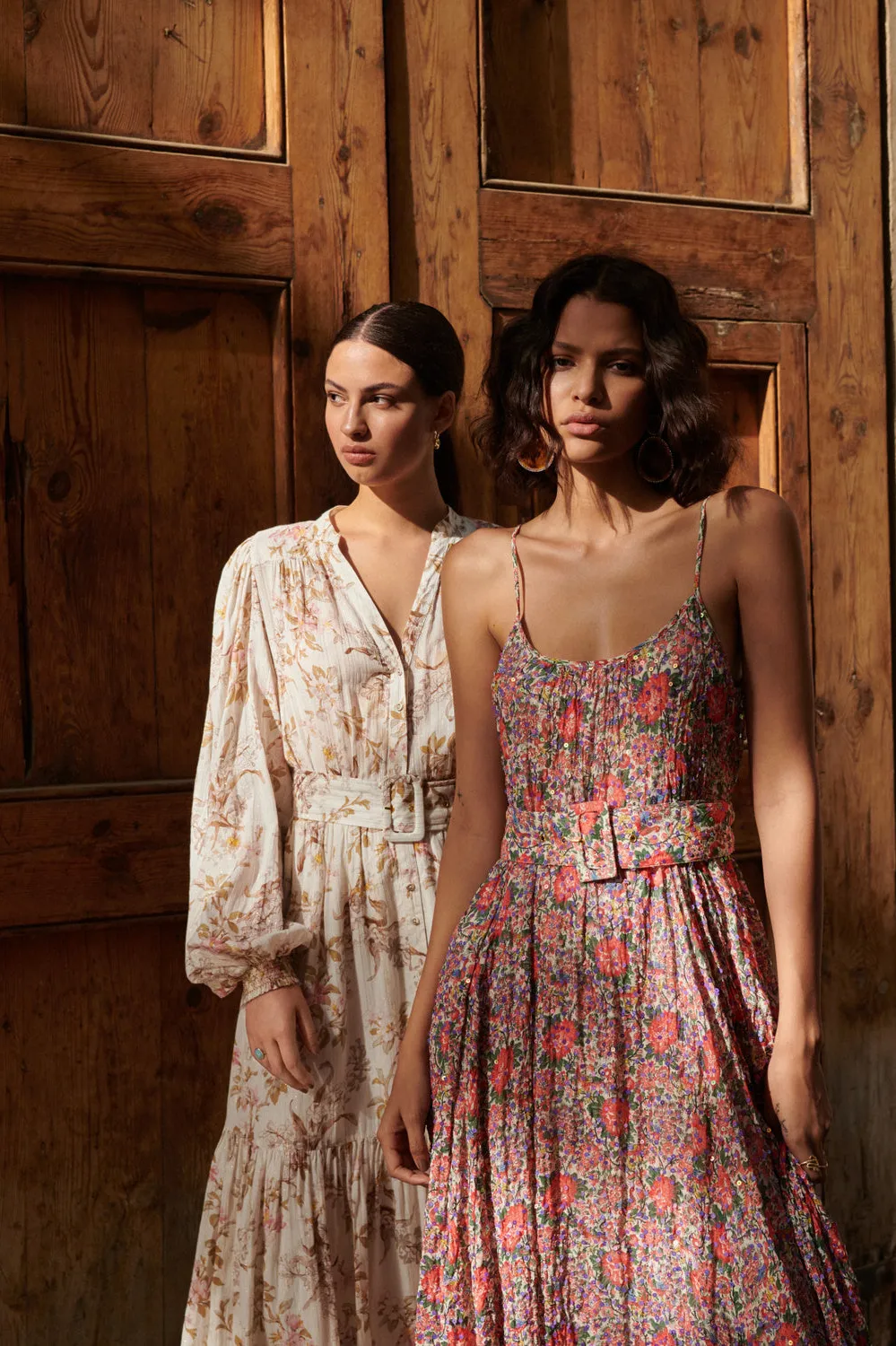 Bohemian Midi Dress in Flower Branches