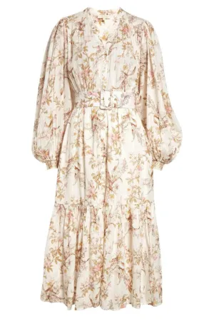 Bohemian Midi Dress in Flower Branches