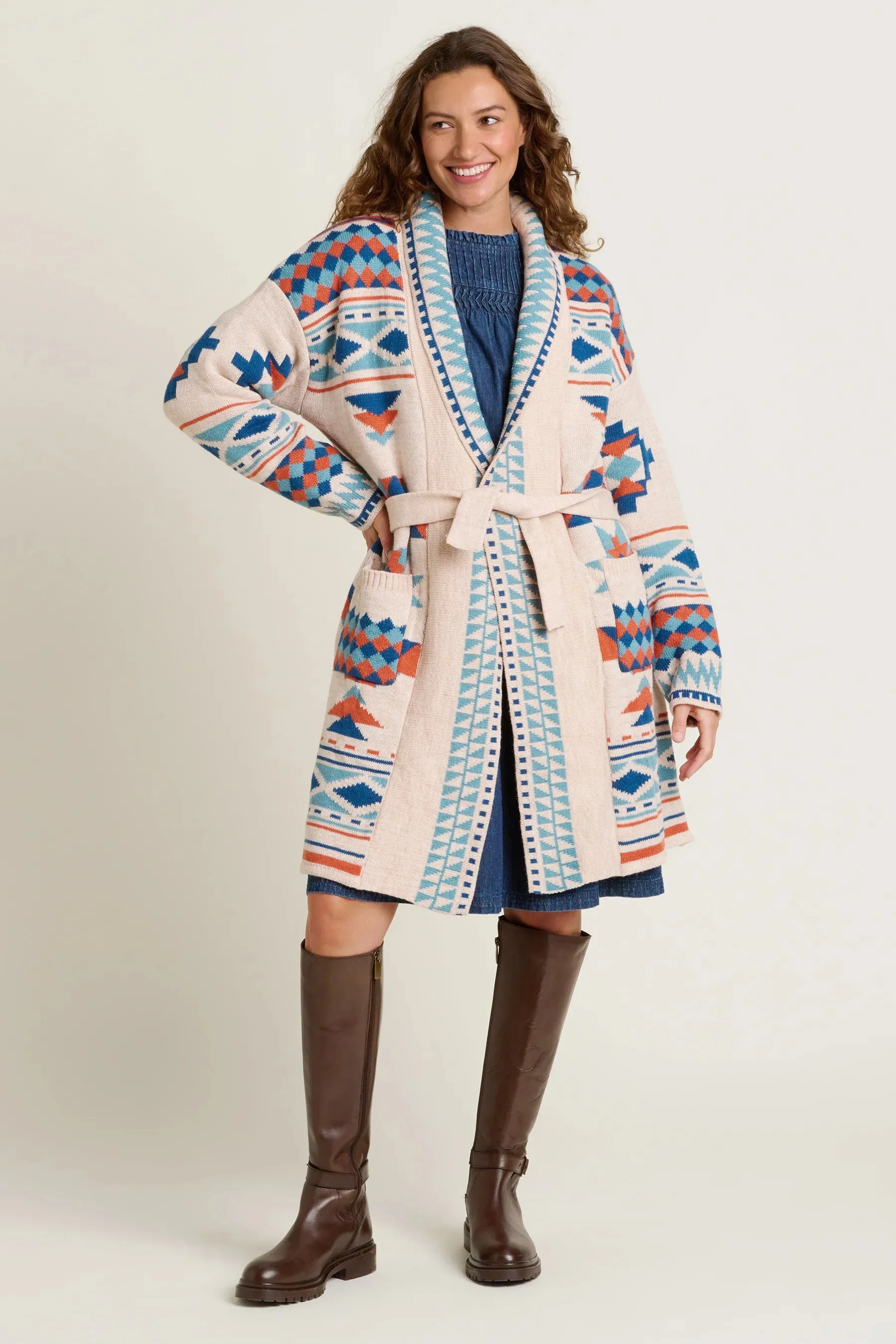 Brakeburn 16 Geo Belted Knitted Cardigan