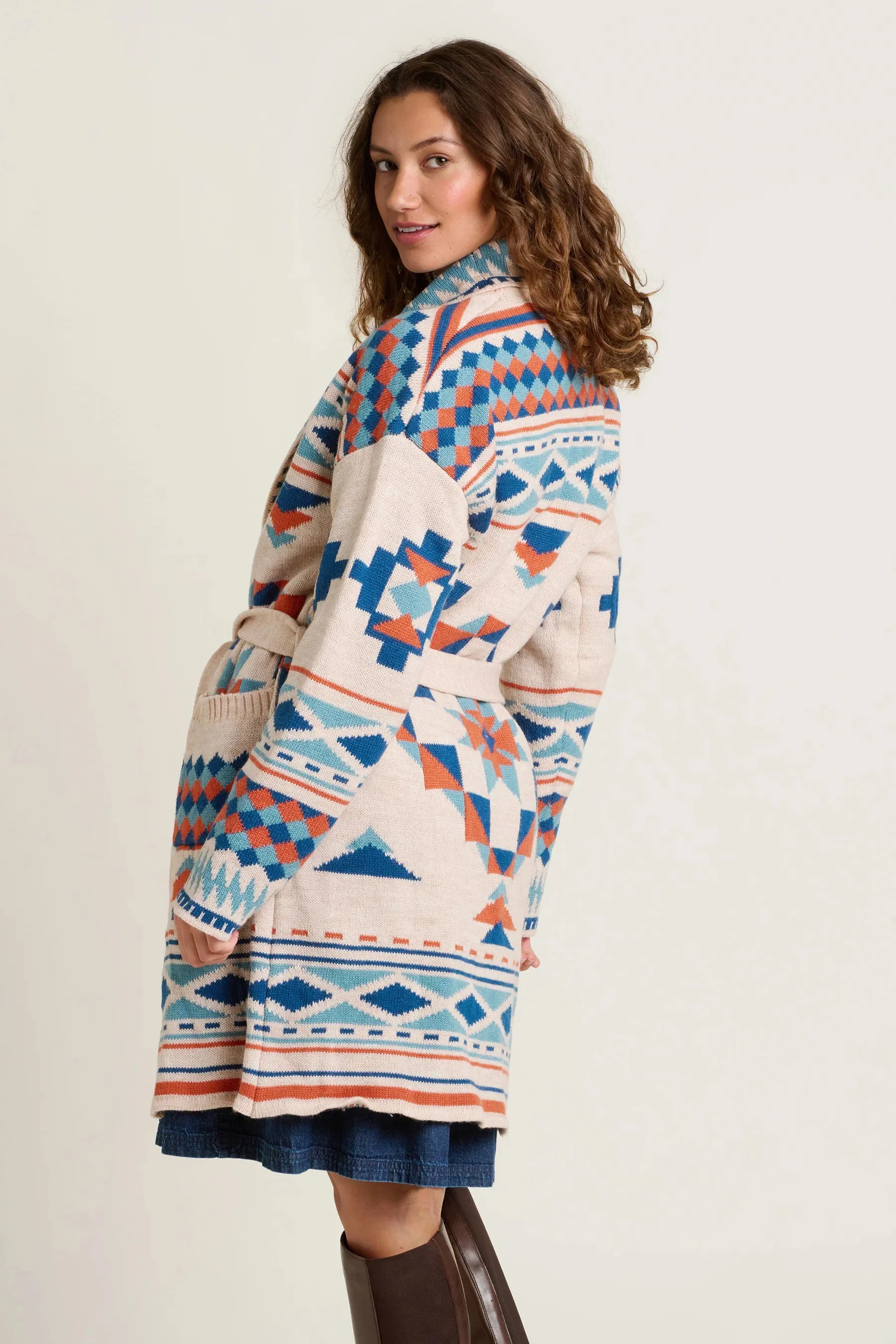 Brakeburn 16 Geo Belted Knitted Cardigan