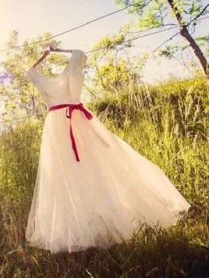 Cap Sleeved Short Country Style Wedding Dress, 50s Style Tea Length Wedding Dress,20110947