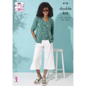 Cardigan & Top Knitted in King Cole Linendale Reflections DK