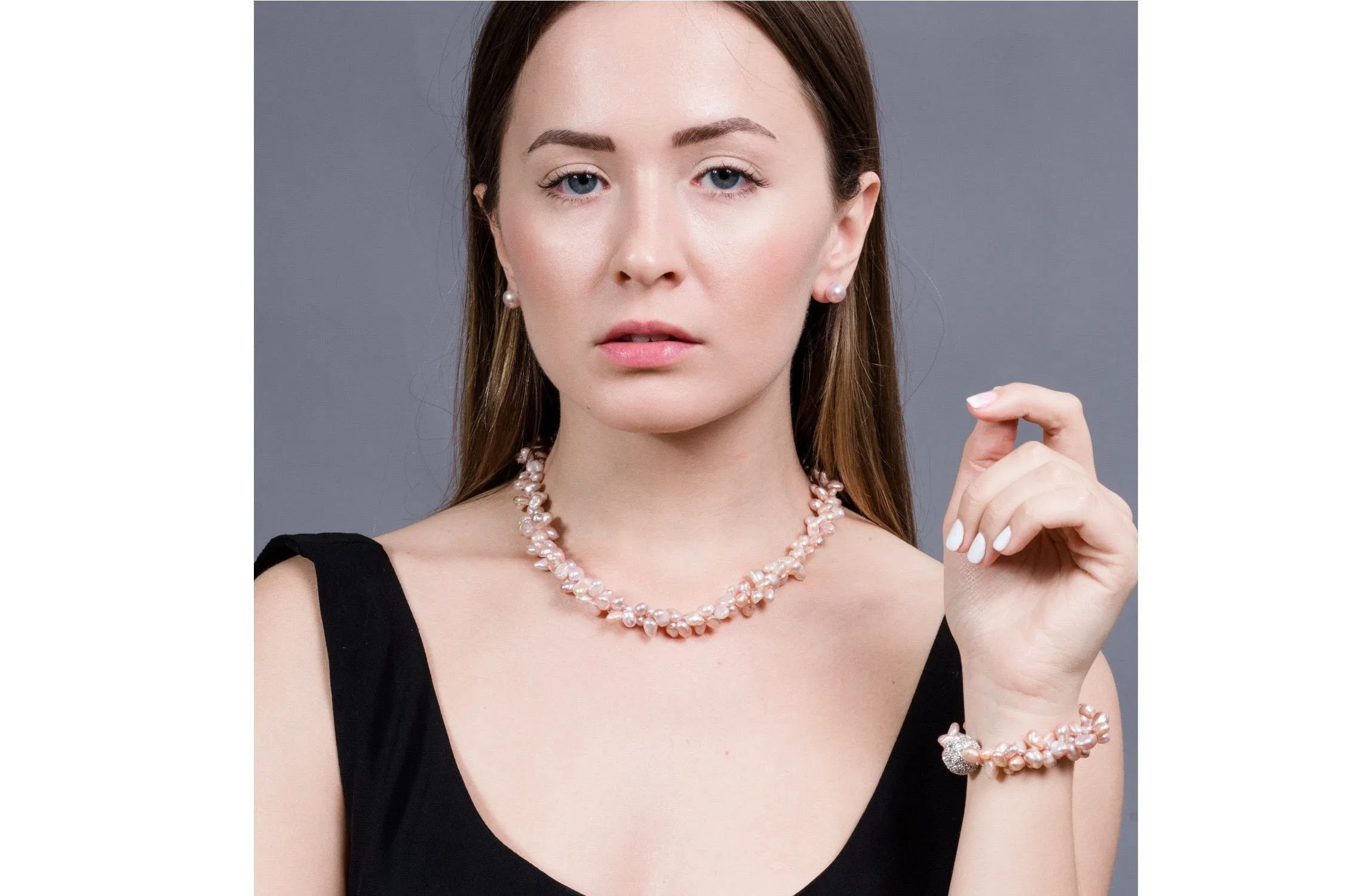 Double Strand Irregular Pink/Purple Freshwater Pearl Bracelet