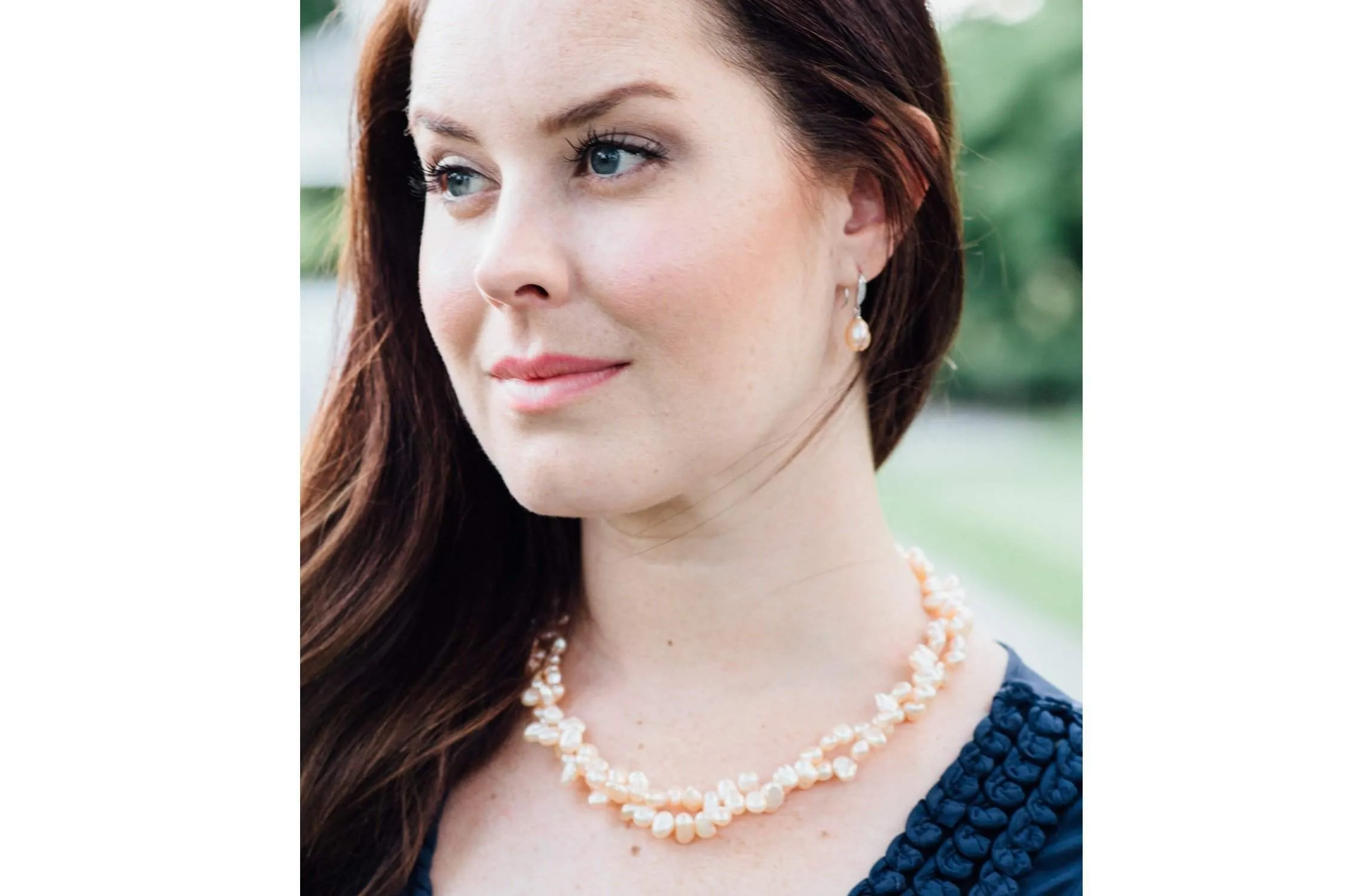 Double Strands Irregular Peach Freshwater Pearl Necklace