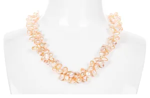 Double Strands Irregular Peach Freshwater Pearl Necklace