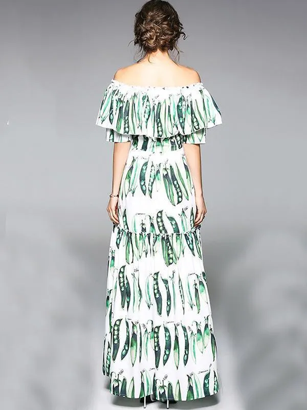Elegant Split-joint Falbala Sleeves Maxi Dress
