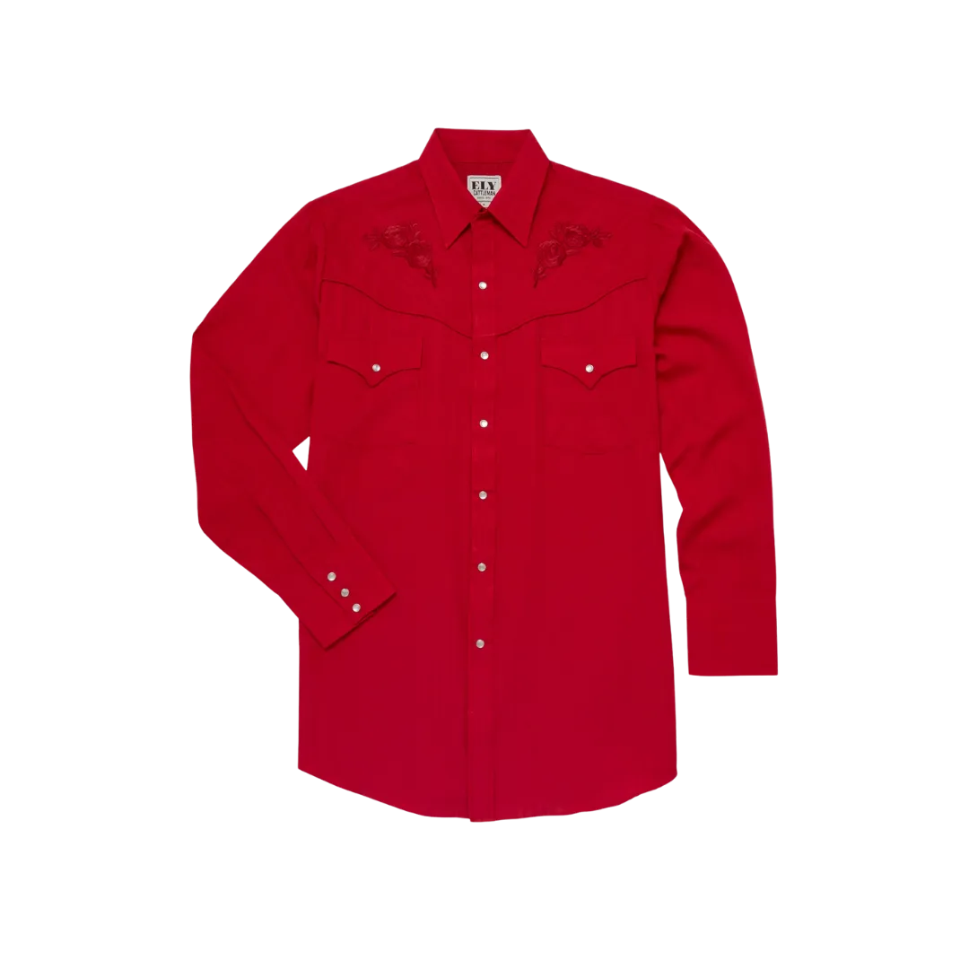 Ely & Walker Men's Long Sleeve Western Snap Red Shirt