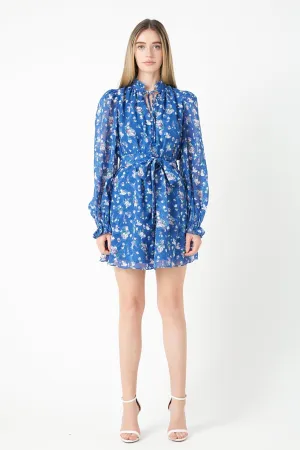 Endless Rose - Floral Chiffon Belted Mini Dress