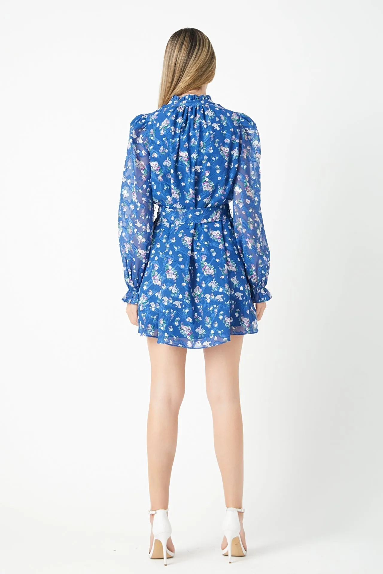 Endless Rose - Floral Chiffon Belted Mini Dress