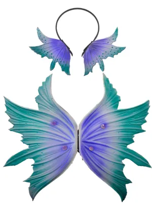 Fairy Wings and Headband Set in Purple and Green
