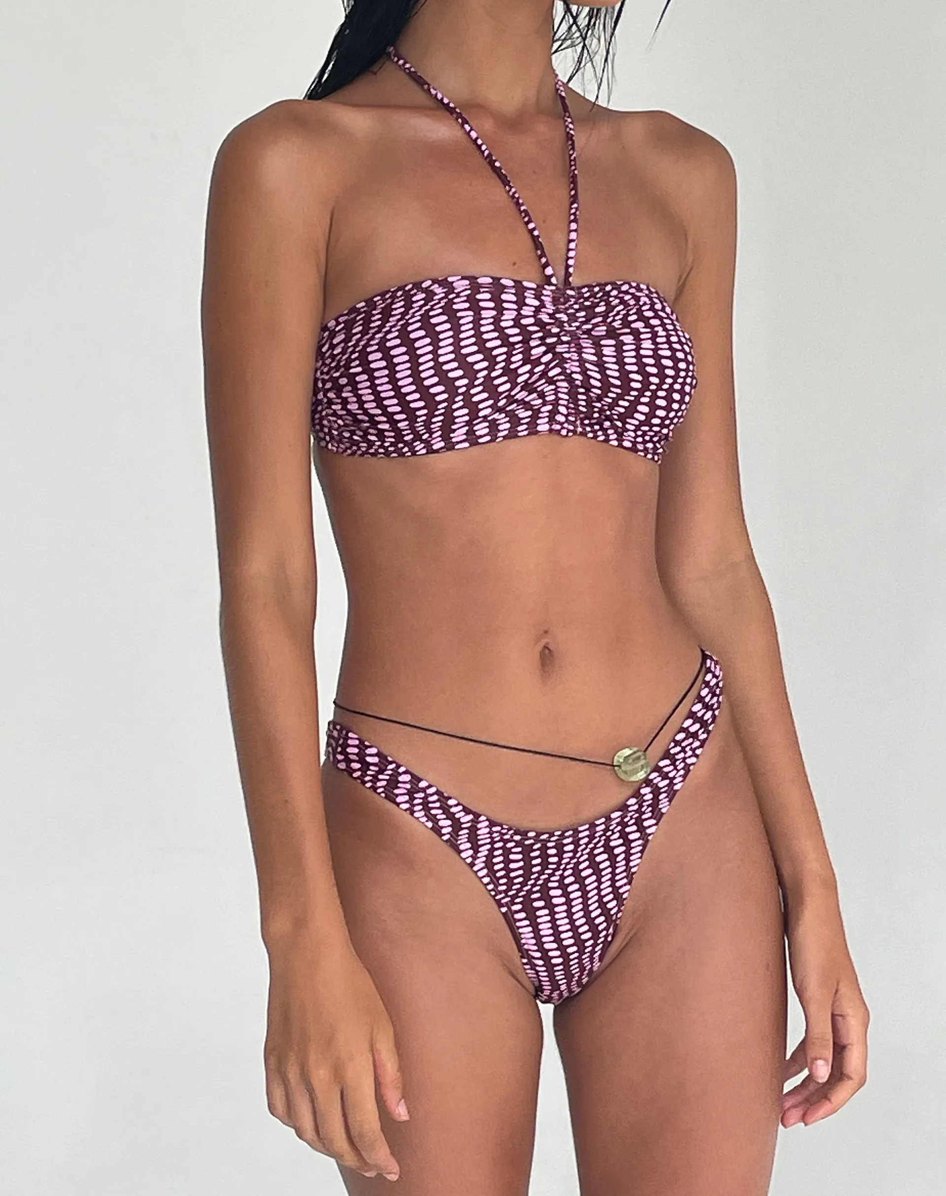 Farida Bikini Bottom in Purple Irregular Polka