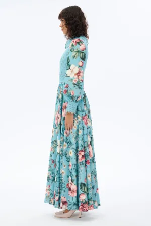 Floral Maxi Dress with Shirt Collar