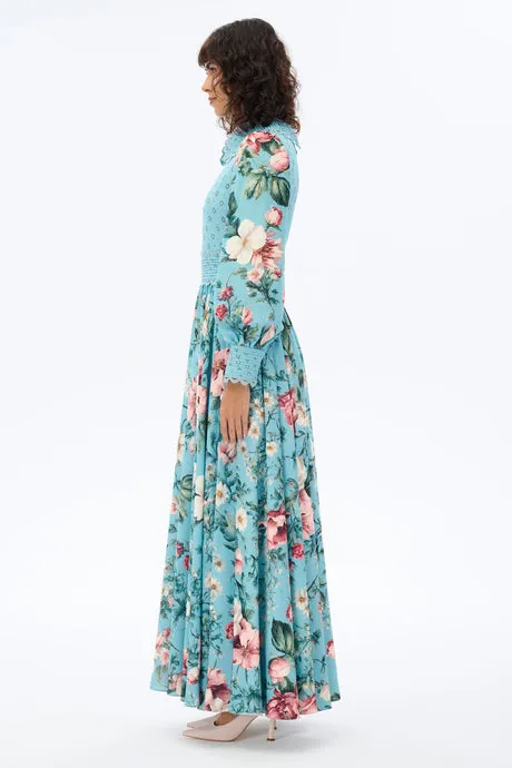 Floral Maxi Dress with Shirt Collar
