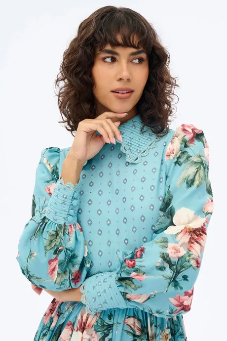 Floral Maxi Dress with Shirt Collar