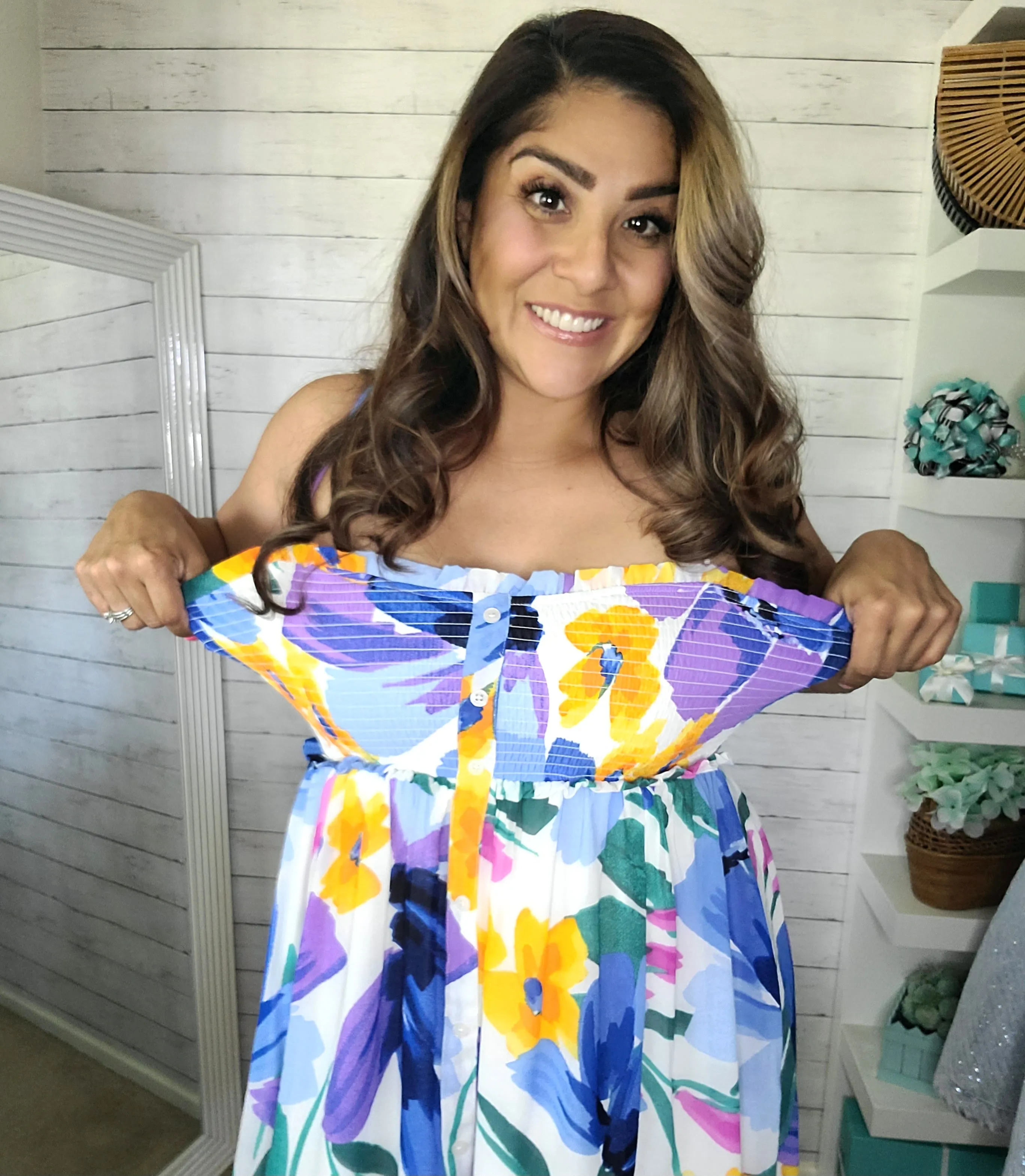 Floral Smocked Chiffon Midi Dress