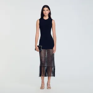 Fringed Knit Maxi Dress