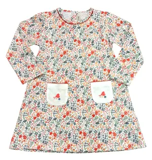 Girl's "Fall Flowers" Long Sleeve A-line Pima Cotton Dress