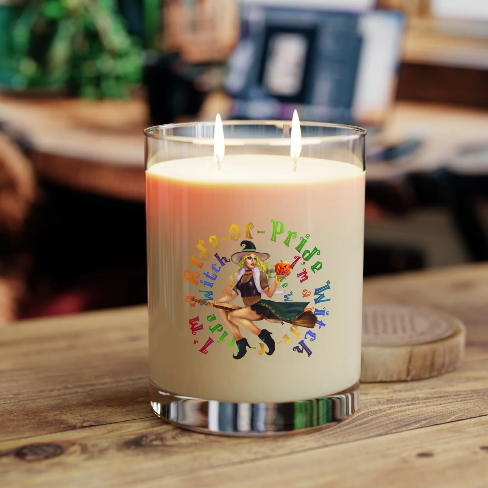 Halloween Scented Candle Full Glass, 11oz - I'm Ride or Pride (White)