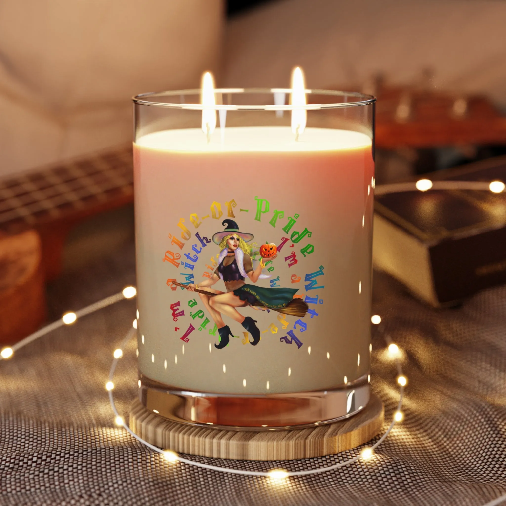 Halloween Scented Candle Full Glass, 11oz - I'm Ride or Pride (White)