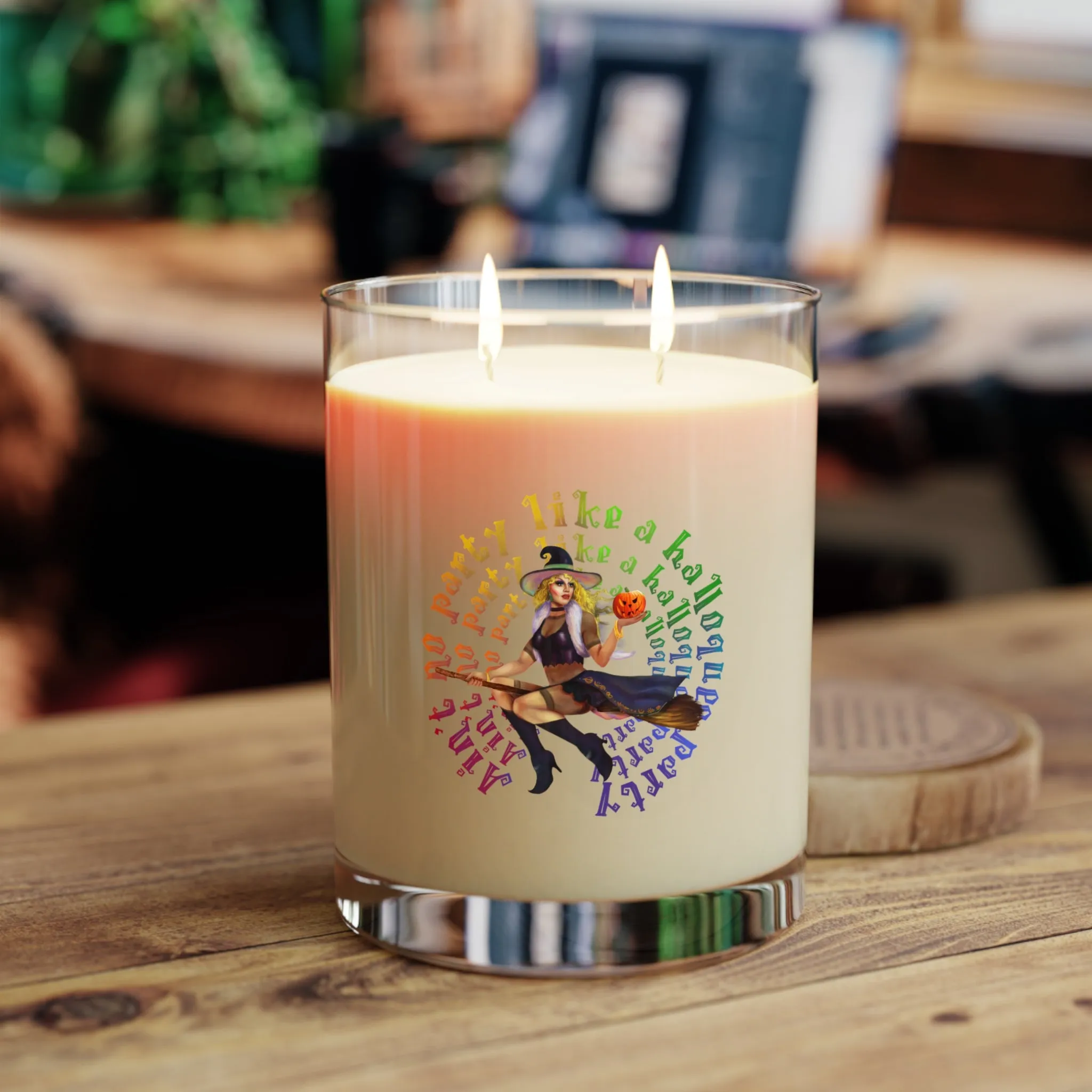 Halloween Scented Candle Full Glass, 11oz - No Party (White)