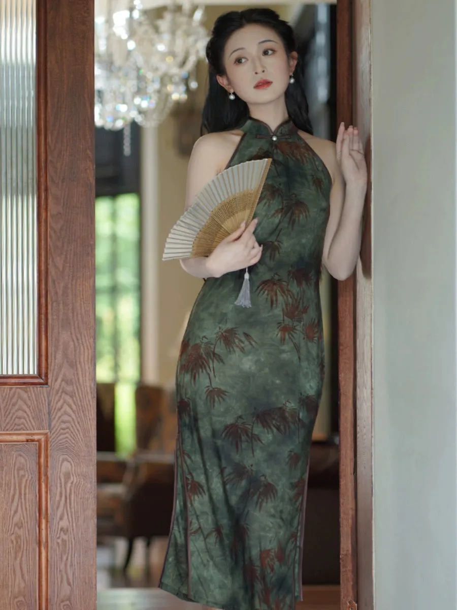 Halter Neck Long Cheongsam, Zarina