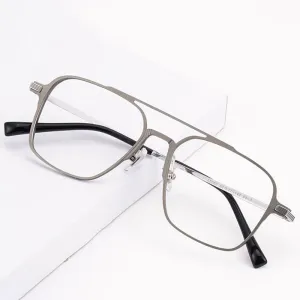 Handoer Unisex Full Rim Irregular Square Magnesium Alloy Double Bridge Eyeglasses 5053