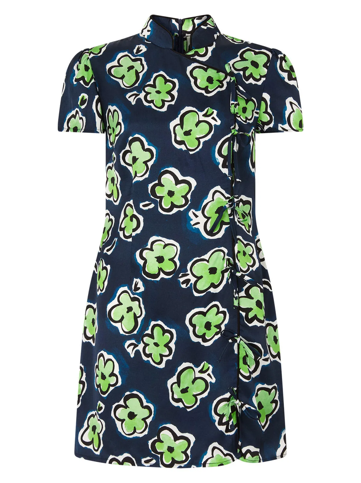 Harlow Blue Painted Floral Mini Dress