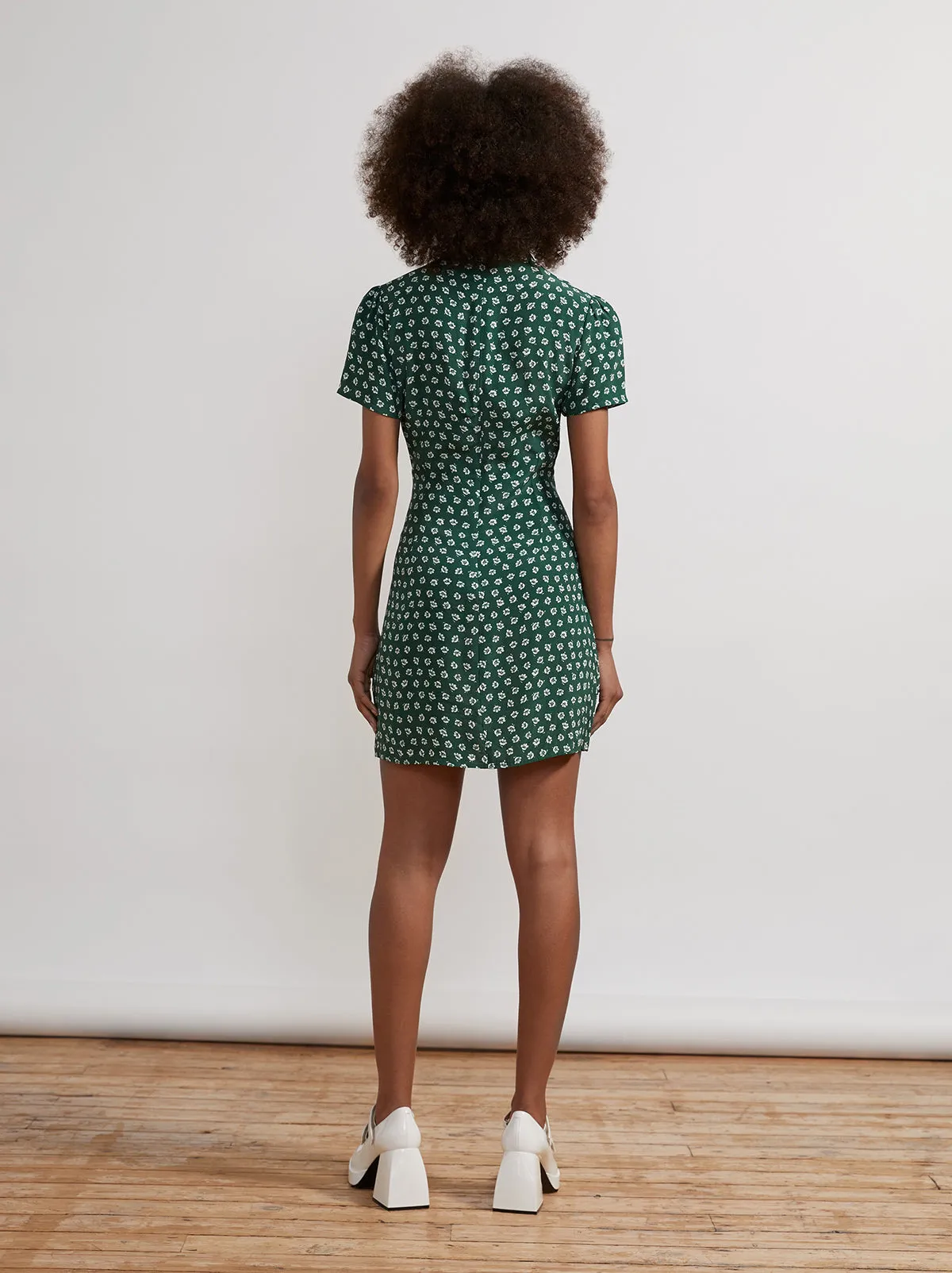 Harlow Green Ditsy Floral Mini Dress
