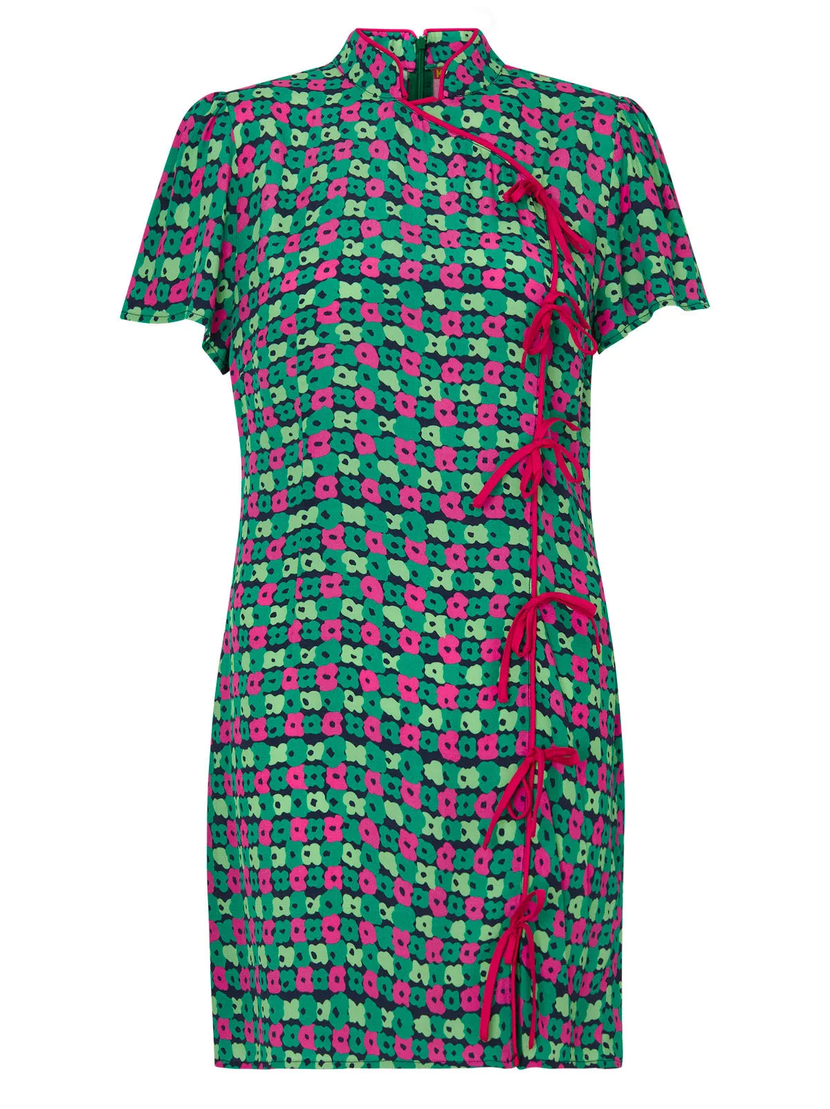Harlow Green Linear Floral Mini Dress