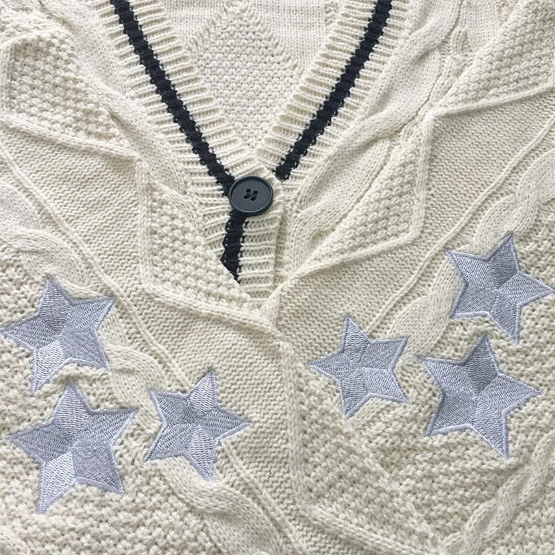 Hollywood Starlet Star-Embroidered Cardigan