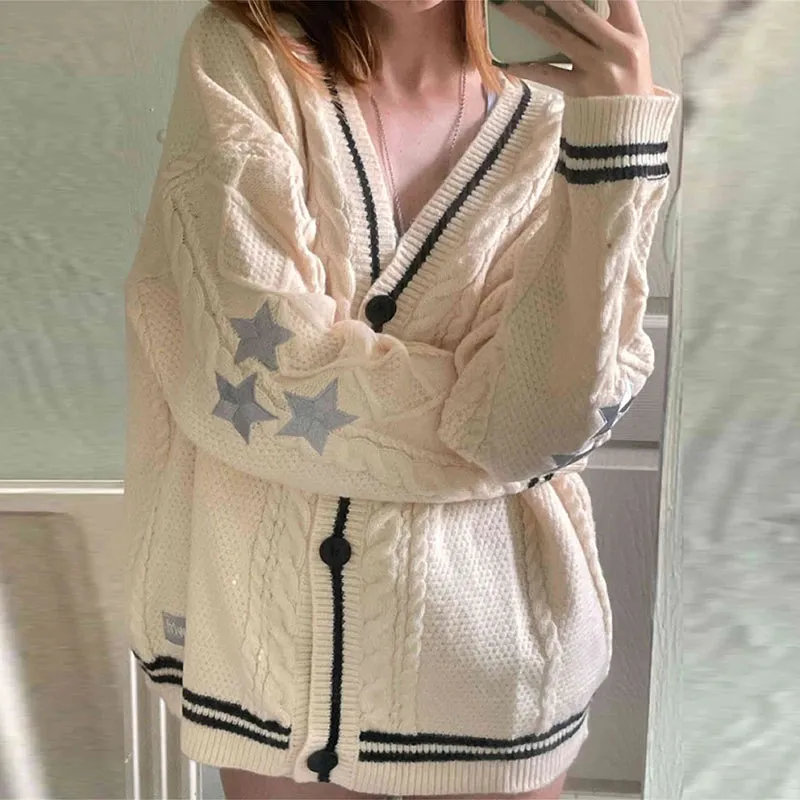 Hollywood Starlet Star-Embroidered Cardigan