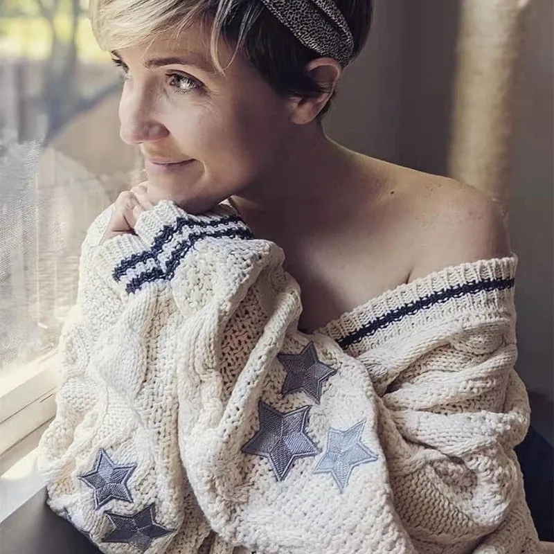 Hollywood Starlet Star-Embroidered Cardigan