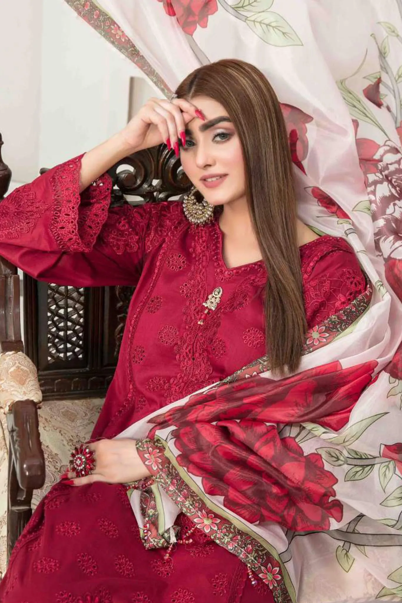 Izel by Tawakkal Semi Stitched 3 Piece Emb Lawn Collection'2023-IZ-7208