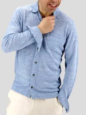 Knitted Camicia Celeste 70% Lino 30% Seta
